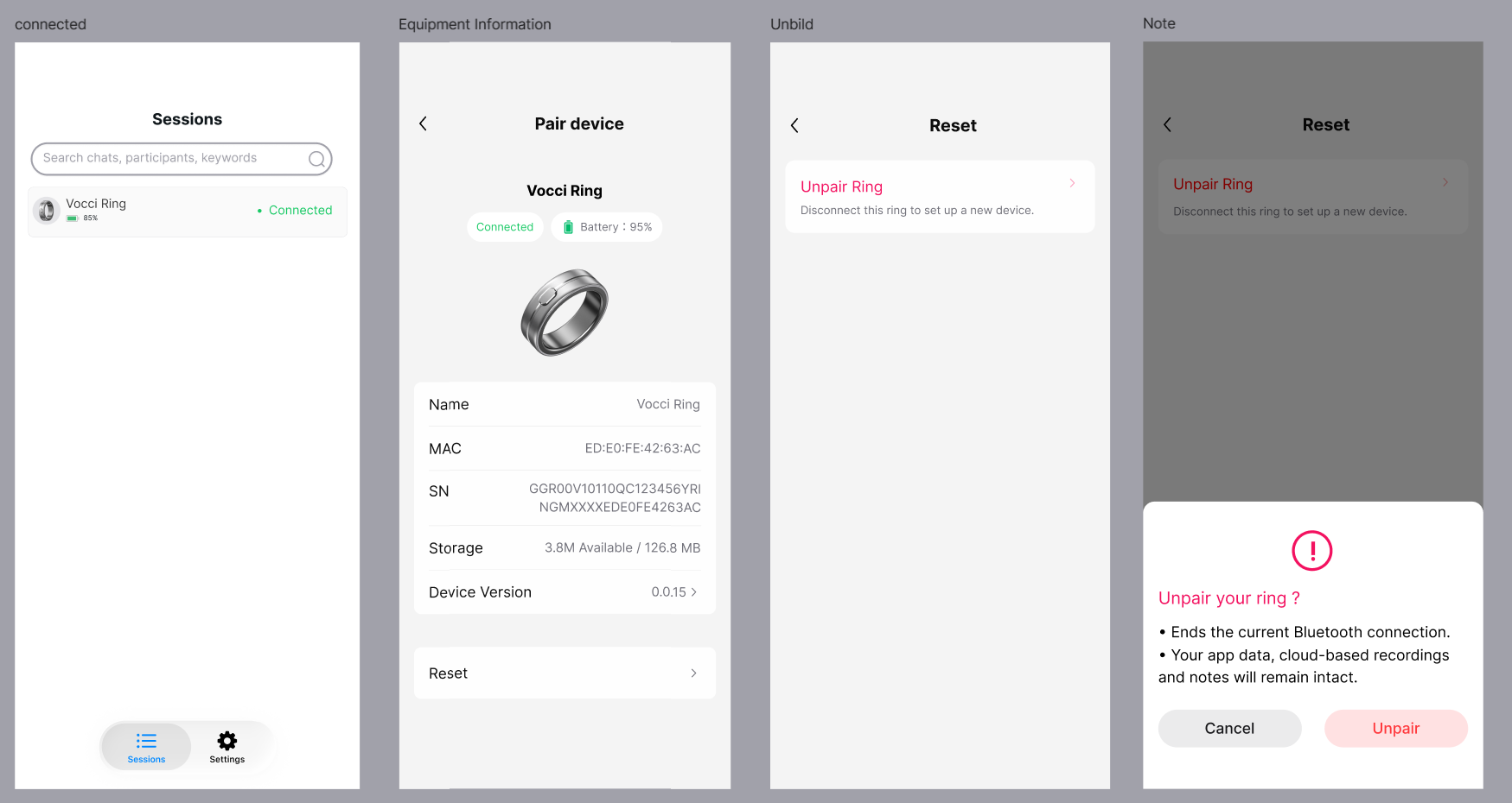 Reset and Unpair navigation guide